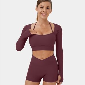 NWT Maroon Crop Workout Top with Padding